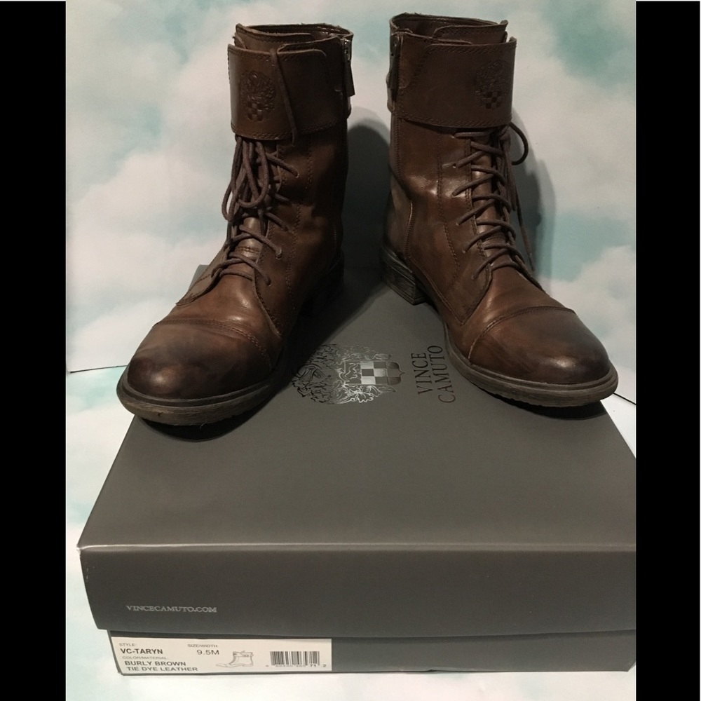 VINCE CAMUTO Burly Brown Tie Dye Leather Booties